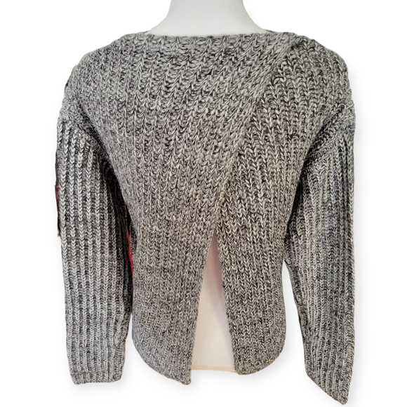 Anthropologie Endless Rose Heather Grey Split Back Sweater - Picture 3 of 7